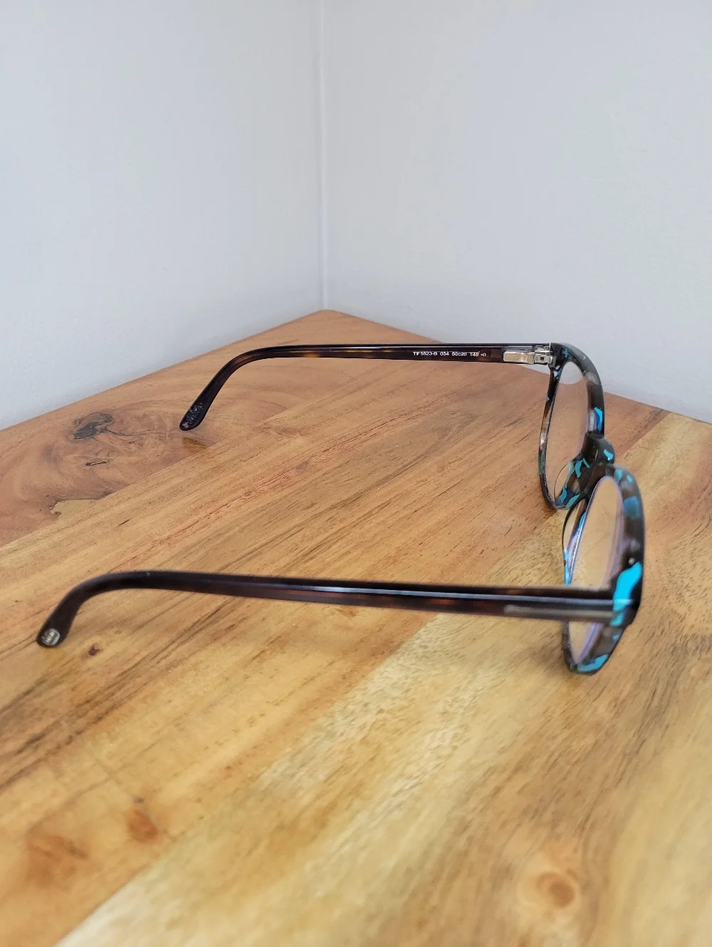Tom Ford TF5523 Blue/Terrazzo 054 50-20 Temple 145‎ Round Lens Plastic Frame